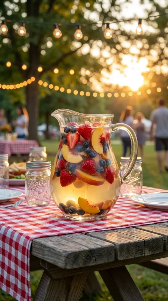 Patriotic white sangria pitcher