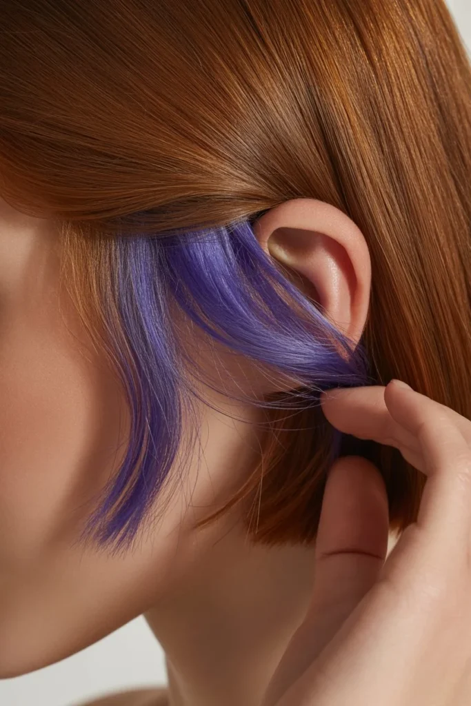 Peekaboo purple short hair