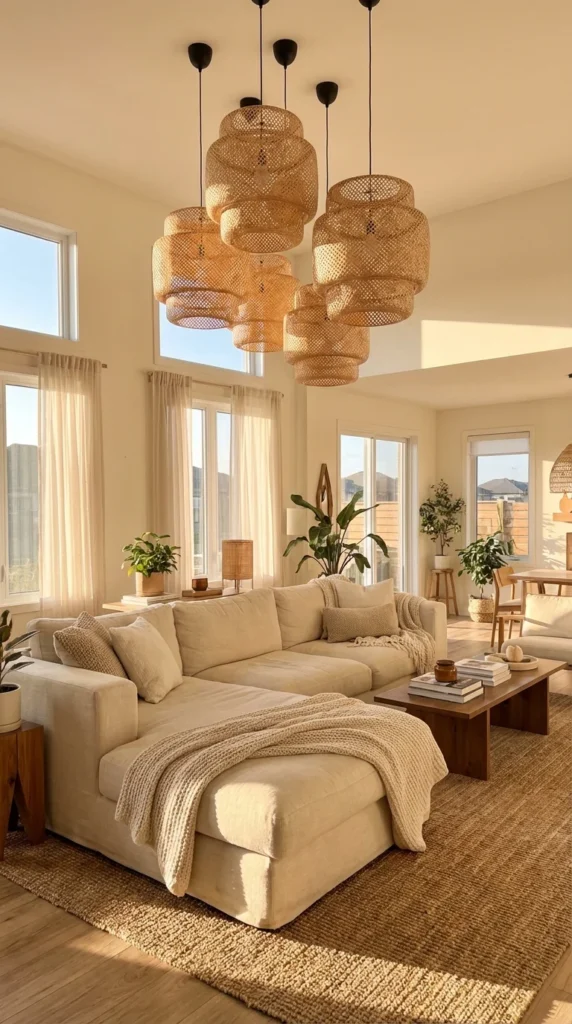 Pendant lights living room cluster