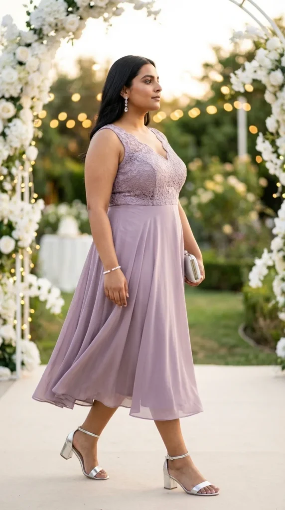 Plus size wedding guest midi