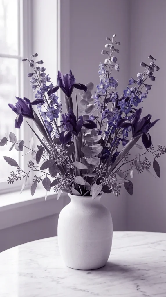 Purple iris Easter floral arrangement