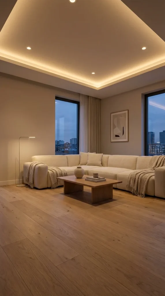 Recessed lighting living room layered