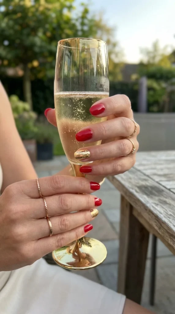Red nails gold foil 4th of July
