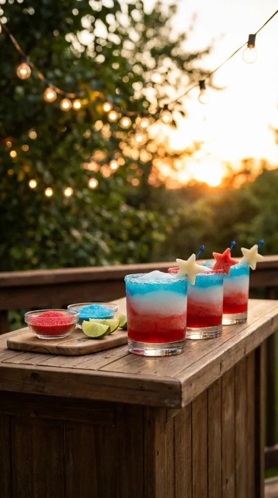 Red white blue drinks station