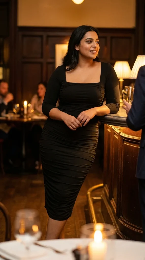 Ruched midi dress plus size