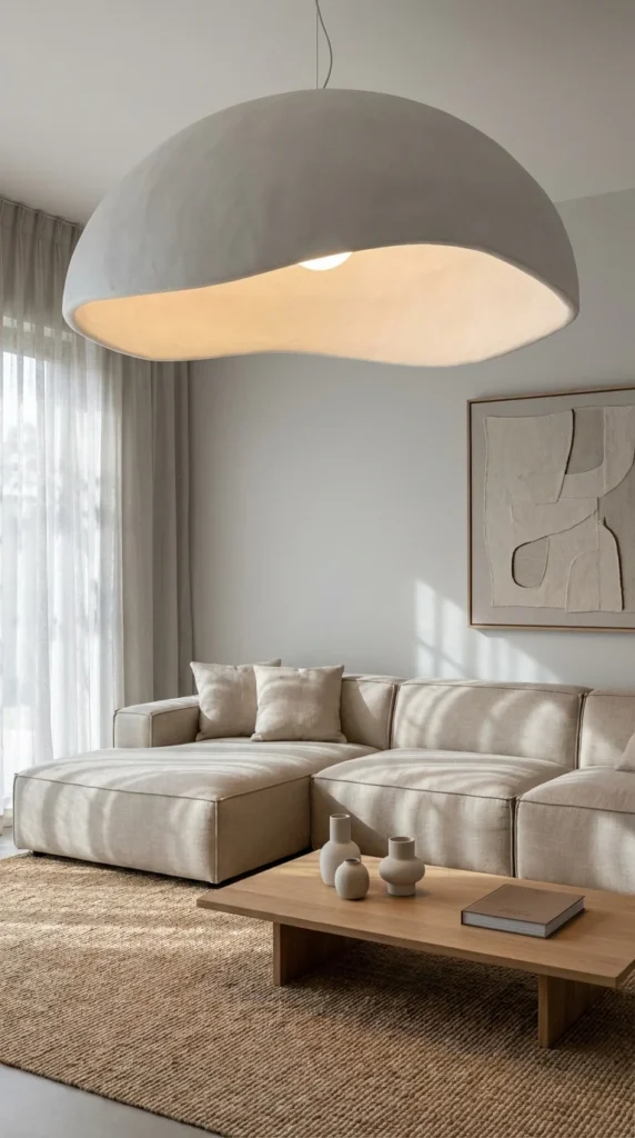 Sculptural ceiling light living room