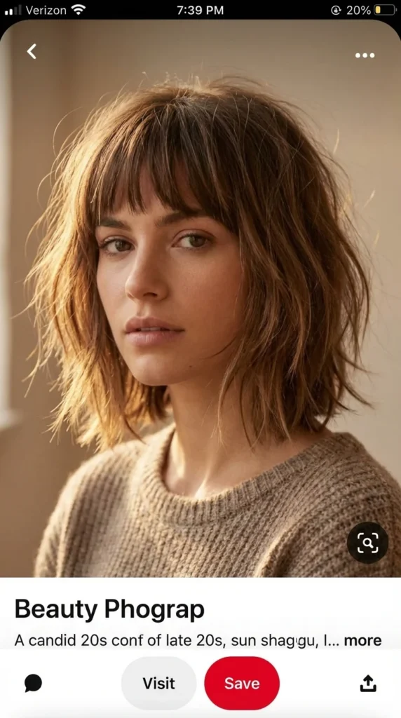 Shaggy fringe bob haircut