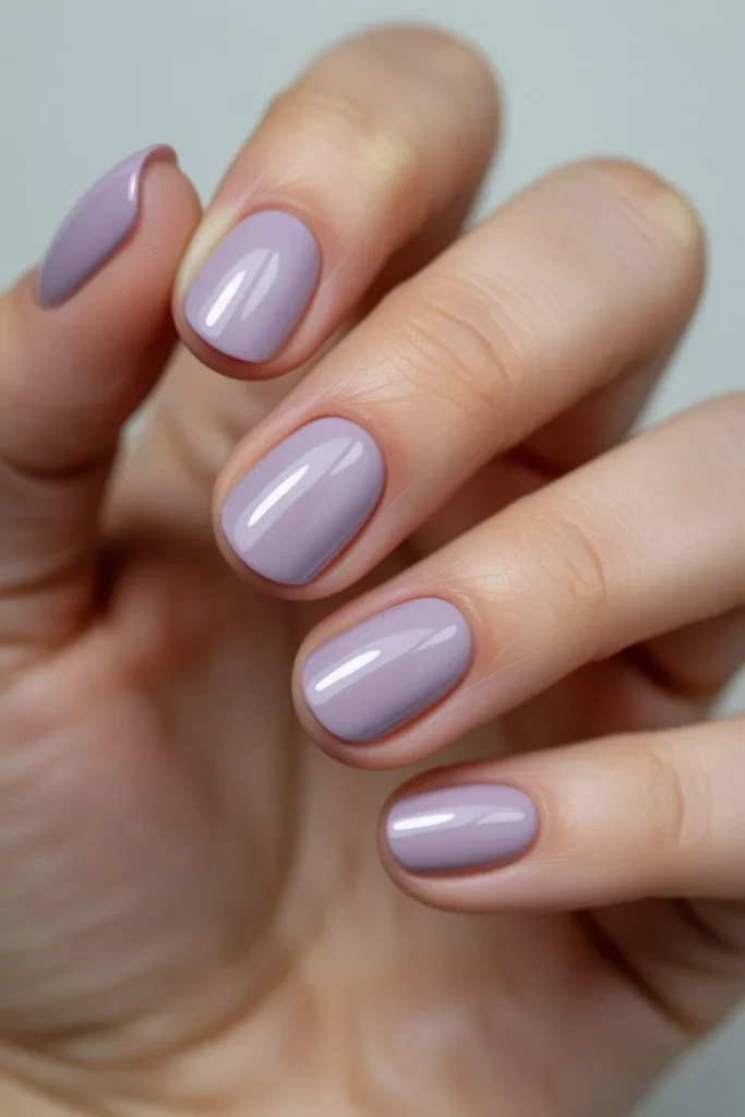 Short lilac cat eye nails