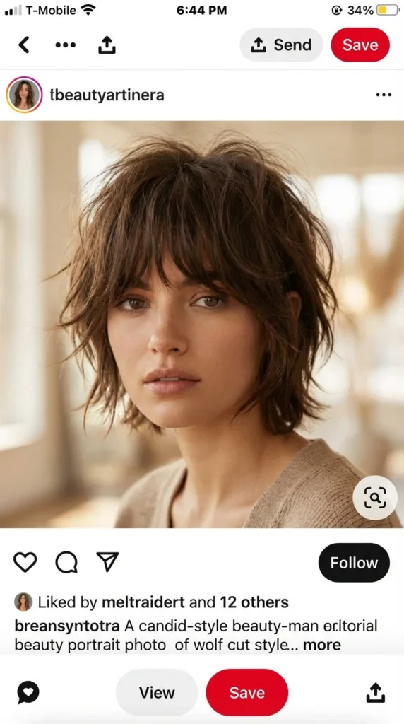 Short wolf cut hairstyle