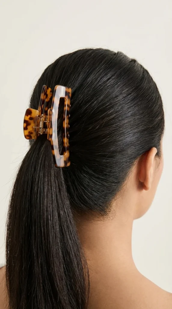 Slicked pony claw clip summer hair