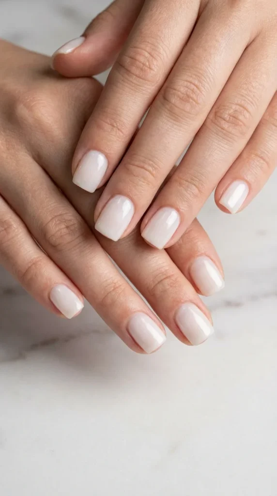 Soap nails milky white short spring