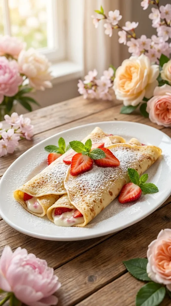 Strawberry crepes Mother's Day brunch