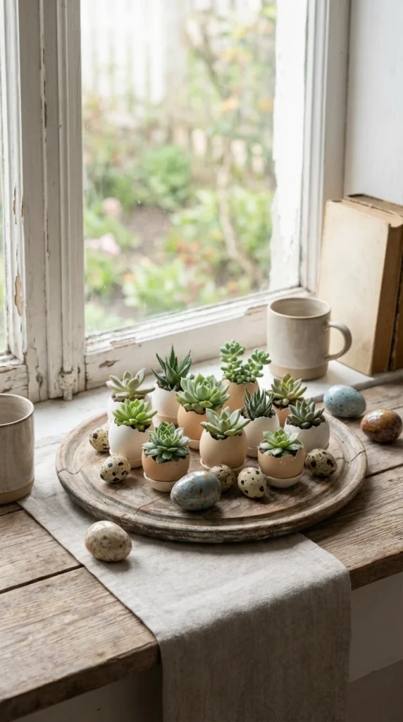 Succulent Easter planter decor