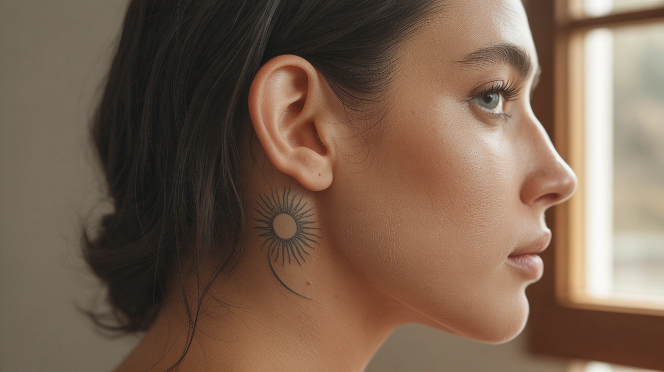Sun and moon ear tattoo ideas
