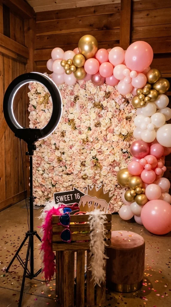 Sweet 16 photo booth setup