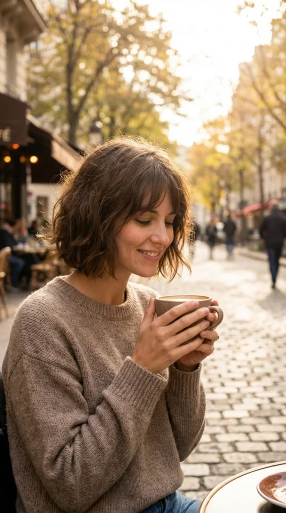 Textured French bob haircut