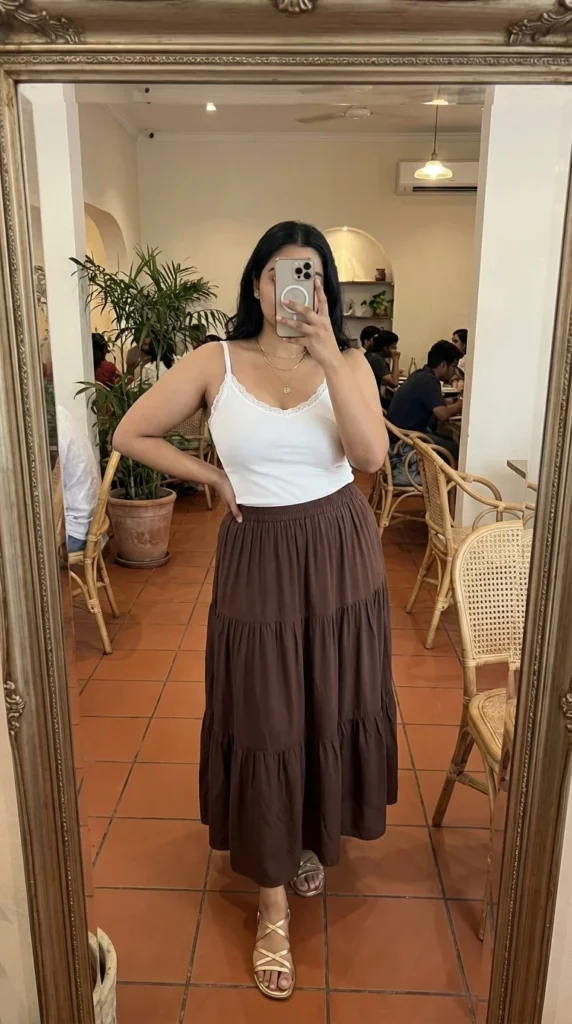 Tiered skirt plus size outfit