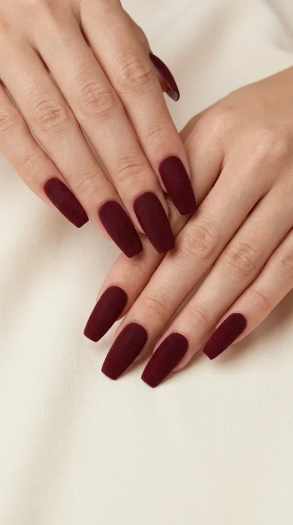 Velvet dark acrylic nails