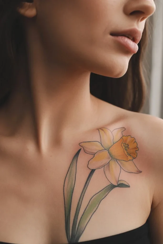 Watercolor spring flower tattoo