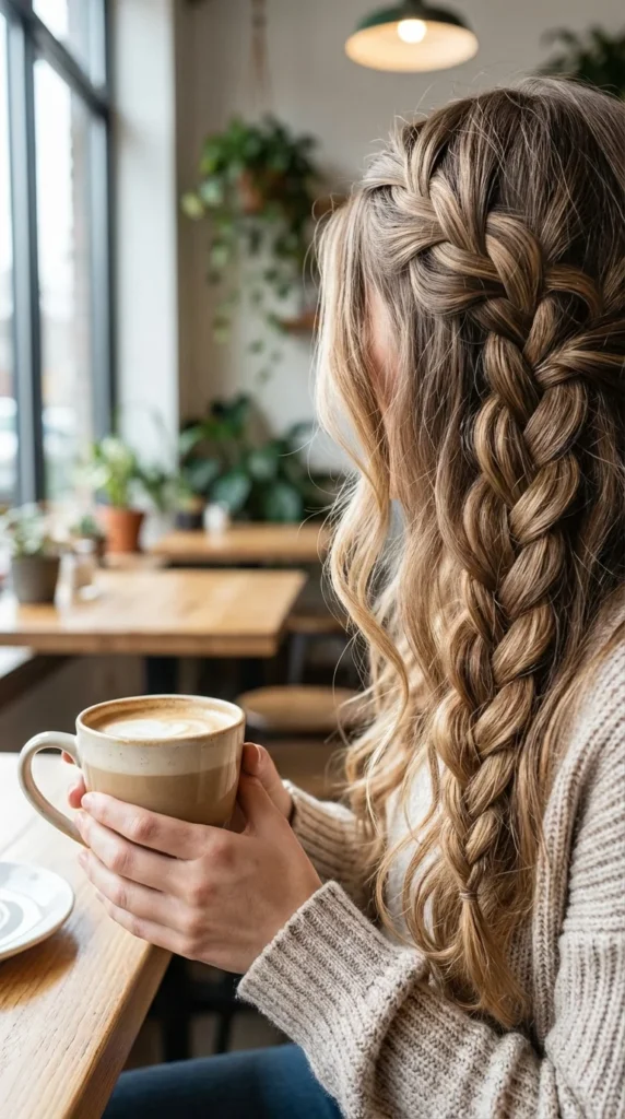 Waterfall braid hairstyle
