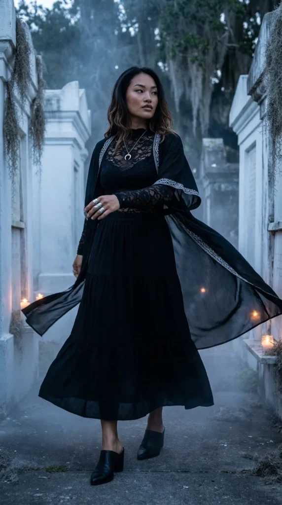 Witchy Southern style dark romantic outfit