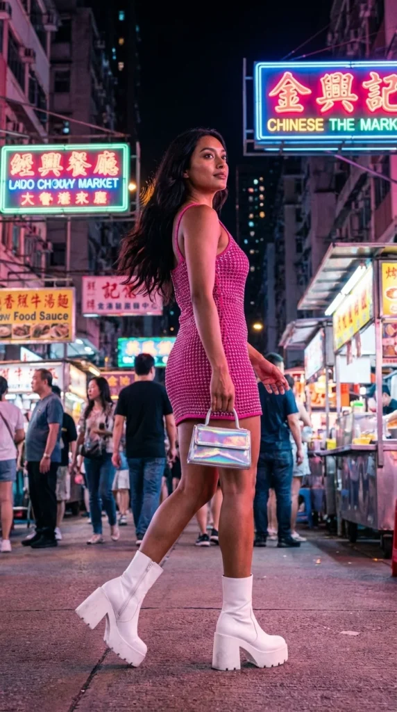 Y2K crochet mini dress outfit