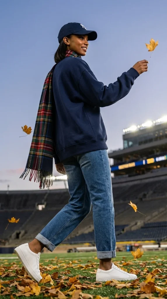 baseball game outfit women cold weather fall look