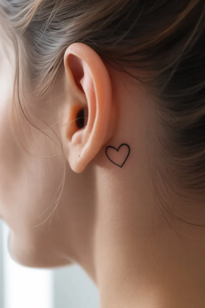 behind ear heart tattoo