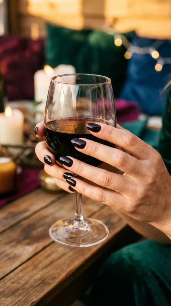 black cherry glossy nails