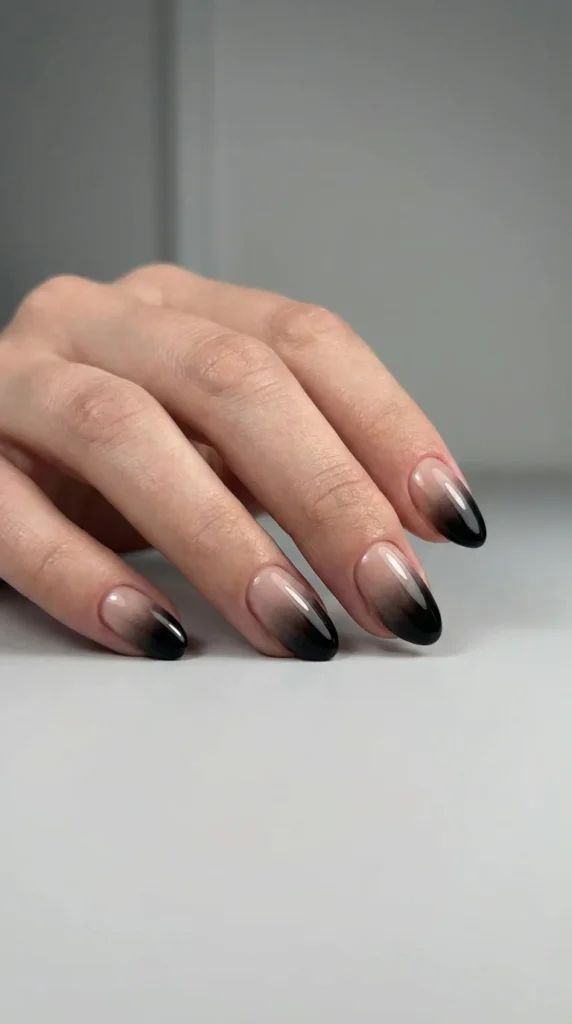 black ombre almond nails