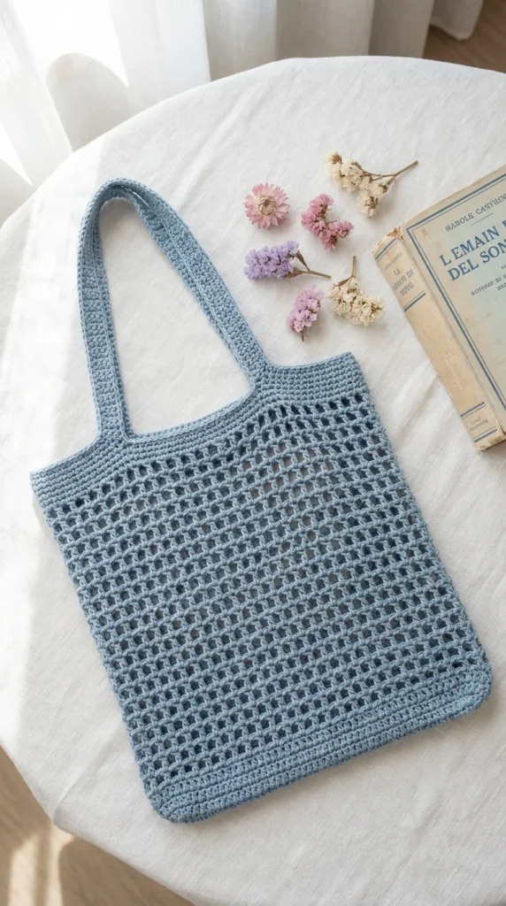 celestial crochet tote bag