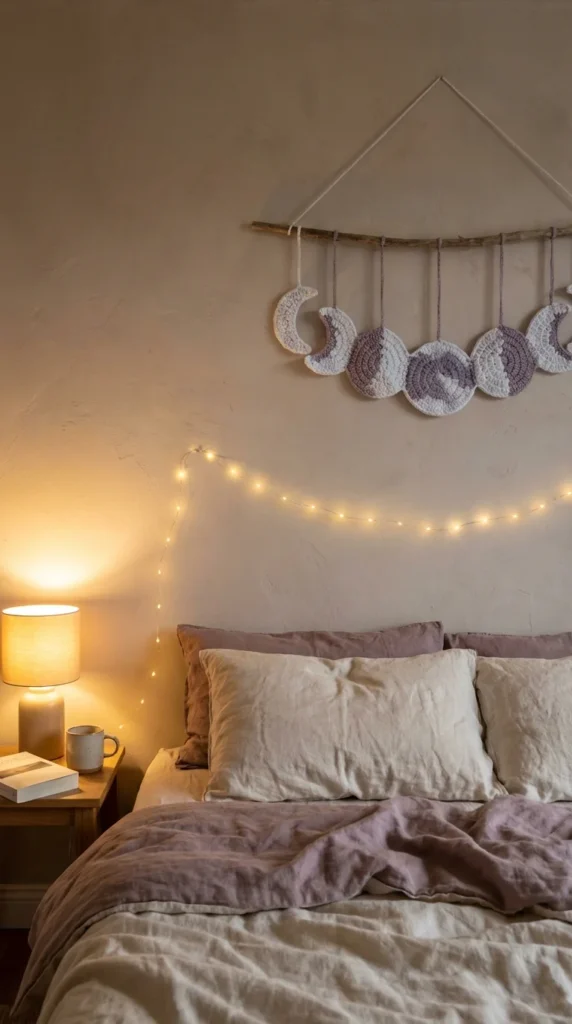 celestial crochet wall art moon phase