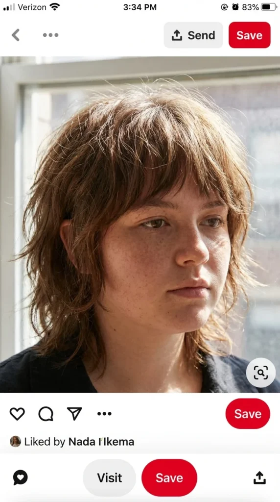 choppy shag bangs round face