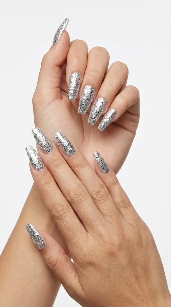 chunky glitter gel nails coffin