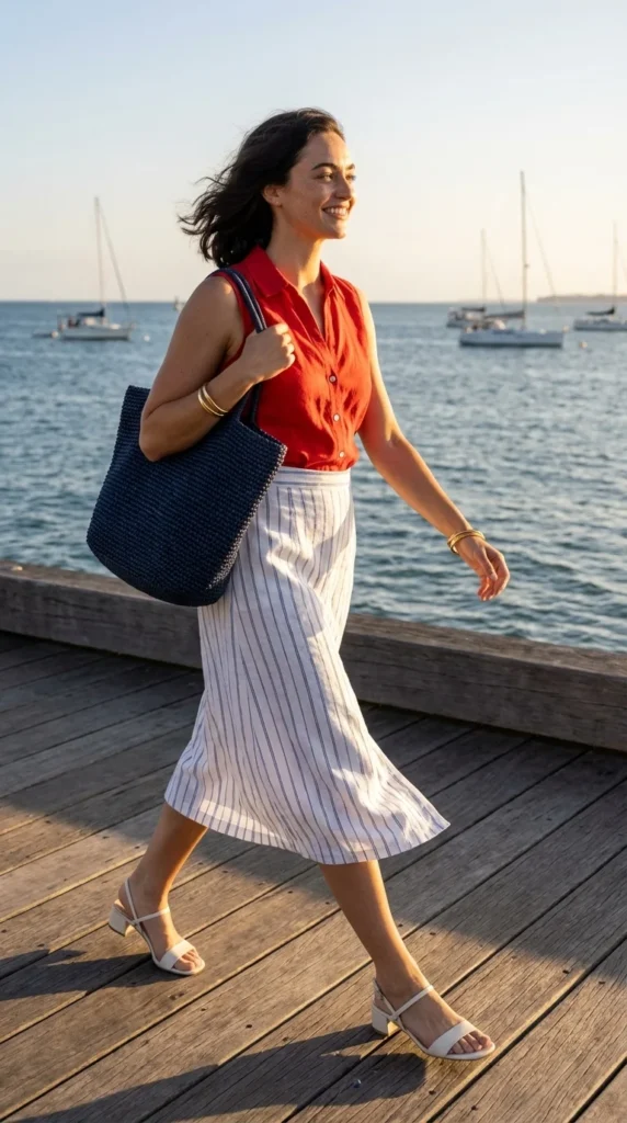 coastal grandmother 4th of July outfit women linen