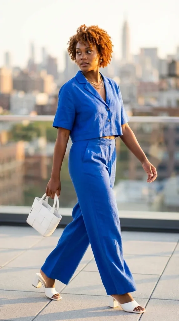 cobalt blue co-ord Black woman