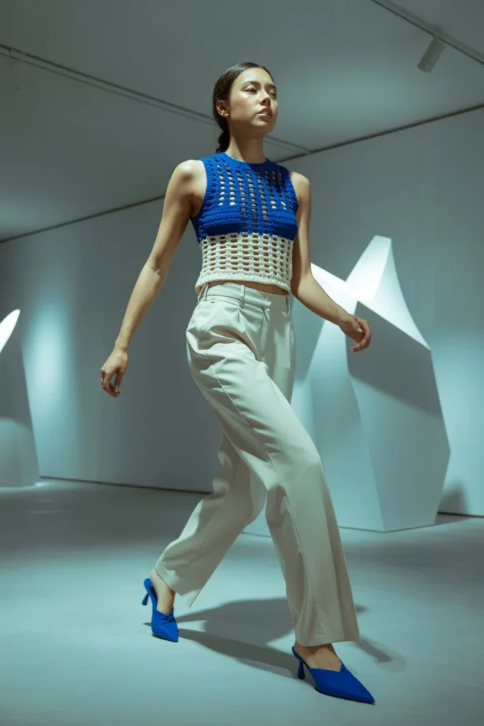 colorblock crochet tank Y2K style