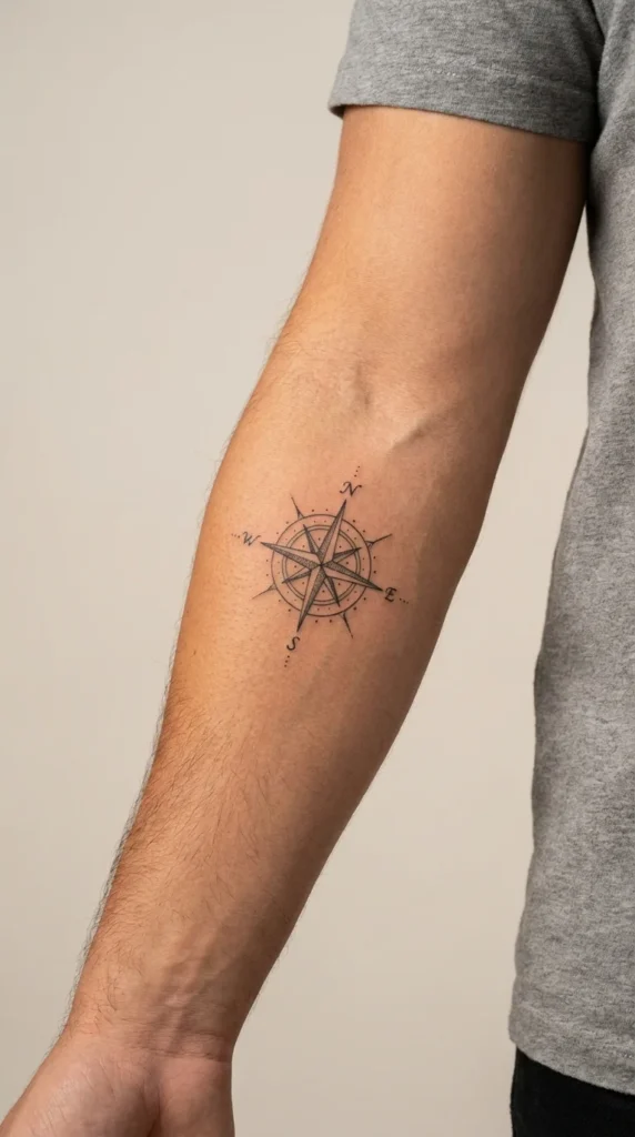 compass rose wrist tattoo men