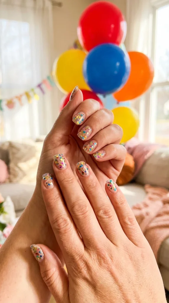 confetti glitter encapsulated gel nails