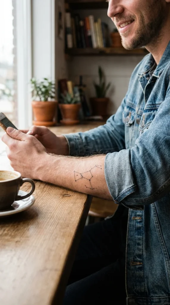 constellation forearm tattoo men