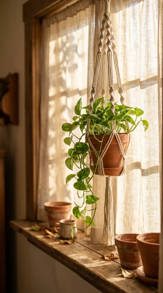 cottagecore crochet plant hanger
