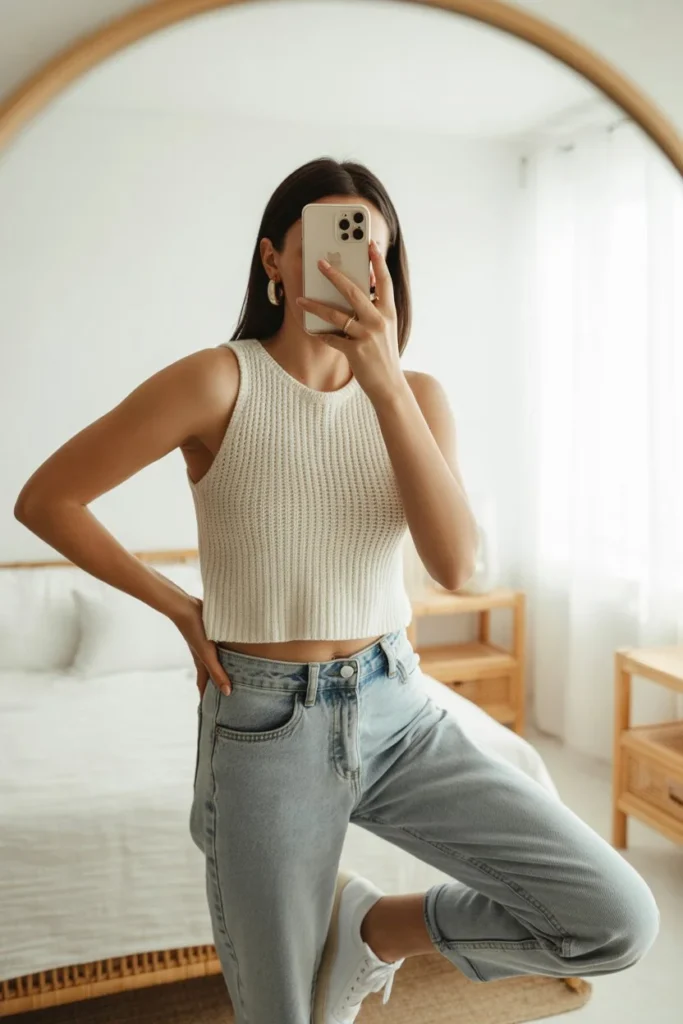 crochet crop tank top outfit