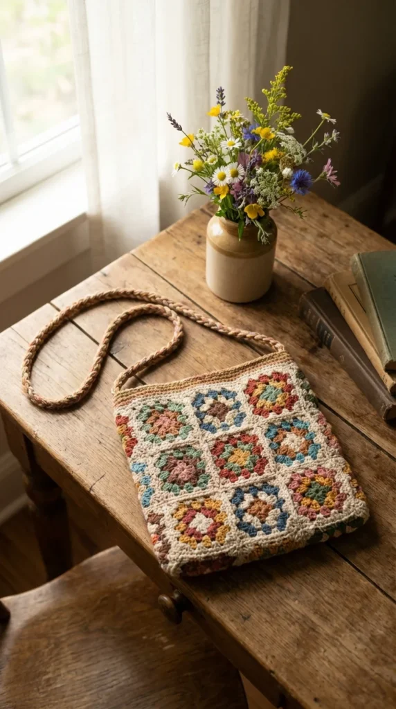 crochet crossbody bag granny square