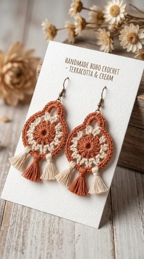 crochet earrings boho handmade