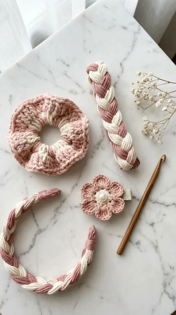 crochet hair accessories set