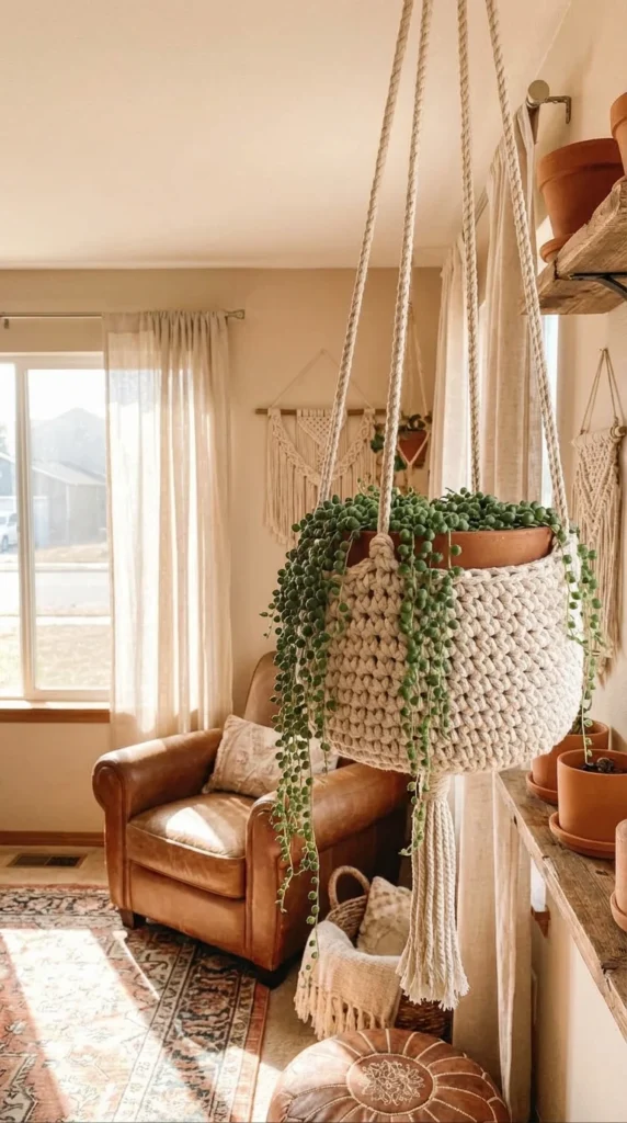crochet hanging planter for succulents