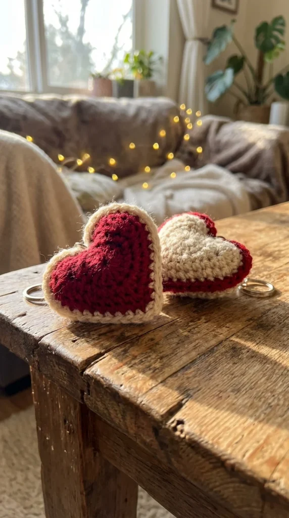 crochet heart keychain gift