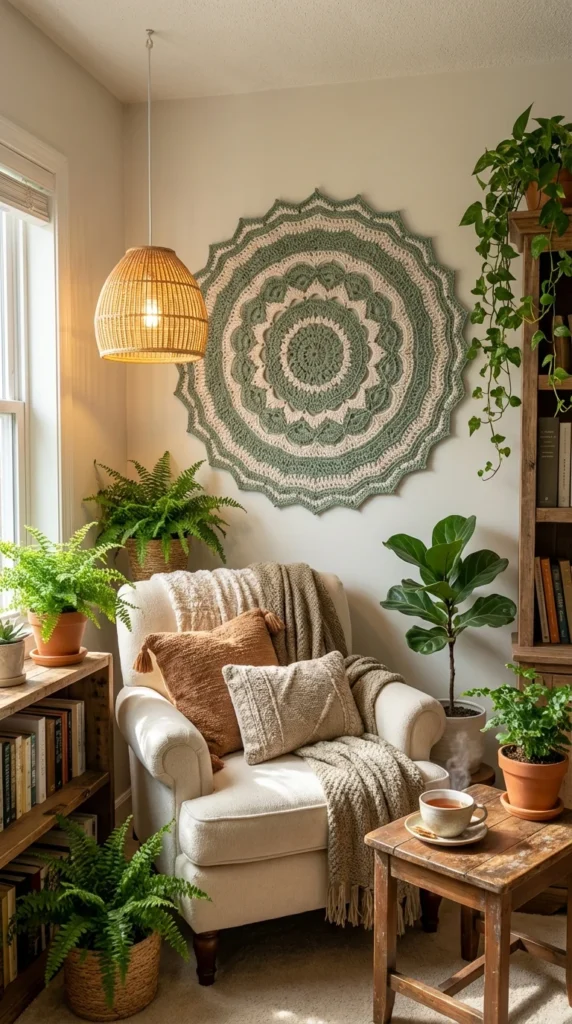 crochet mandala wall decor nook