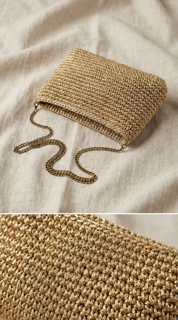 crochet mini clutch evening bag
