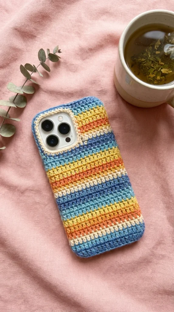 crochet phone case colorful